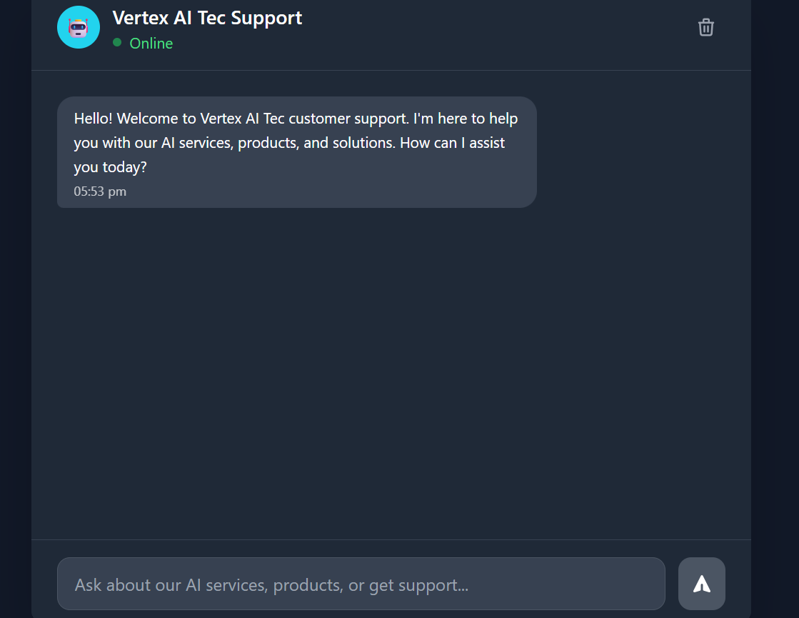 Vertex AI customer support chatbot interface