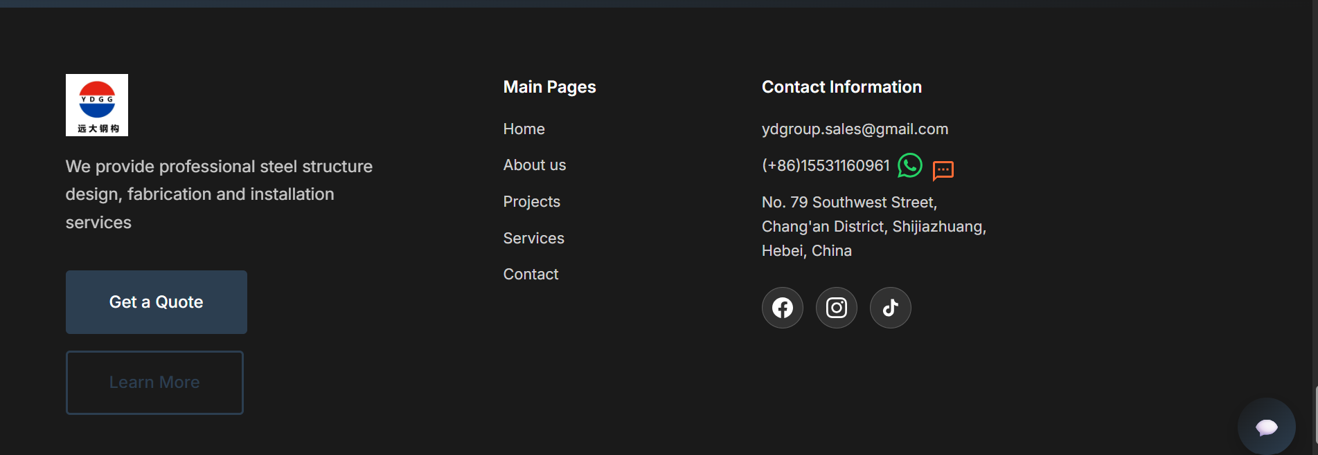 YD Building website screenshot 3